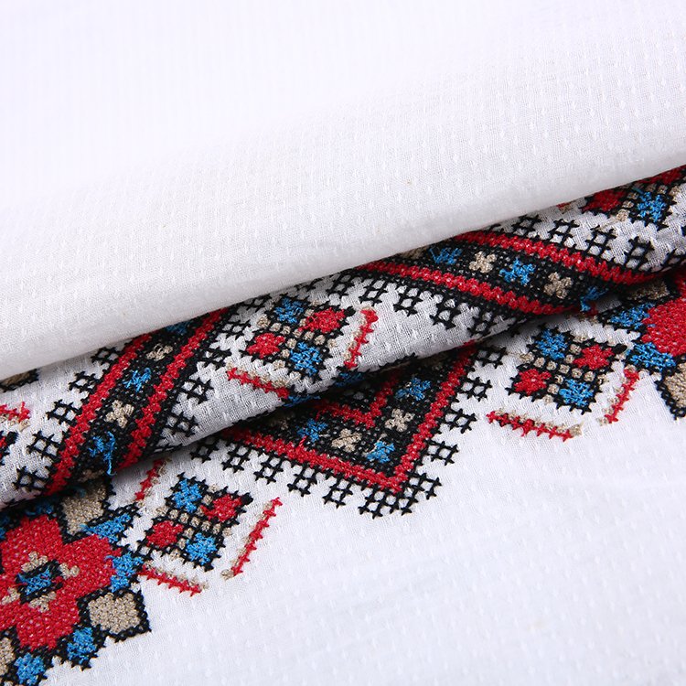 HA-13223H Style Dobby Multi-color Traditional Chinese Cotton Embroidered Fabric Embroidery Fabric Lace Customized Color