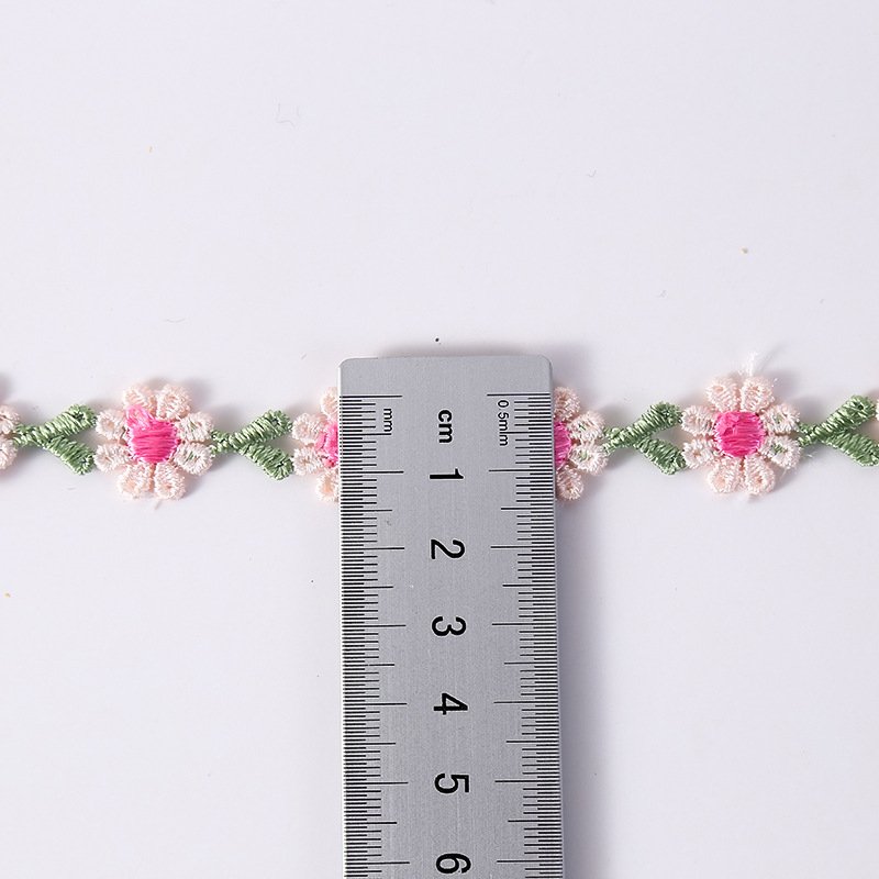 width 2 cm embroidery necklace Lace Trimming colorful Polyester flowers Lace ribbon for Butterfly Knot curtain dress