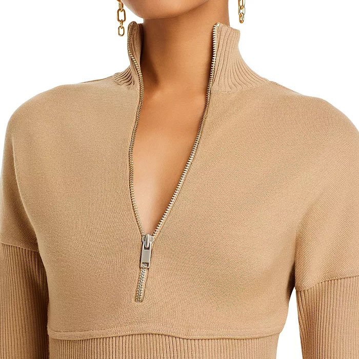 Fashionable New Design Custom Casual Elegant Bodycon Stand collar Long Sleeves Ribbed Knit Dress