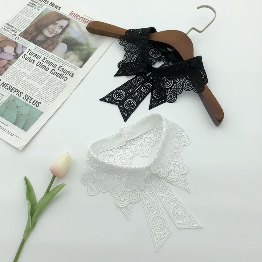 Low Moq in Stock Black White Ladies Neck Collar Clothing Accessories Woman Detachable Lace Collar Detachable Fake Collar