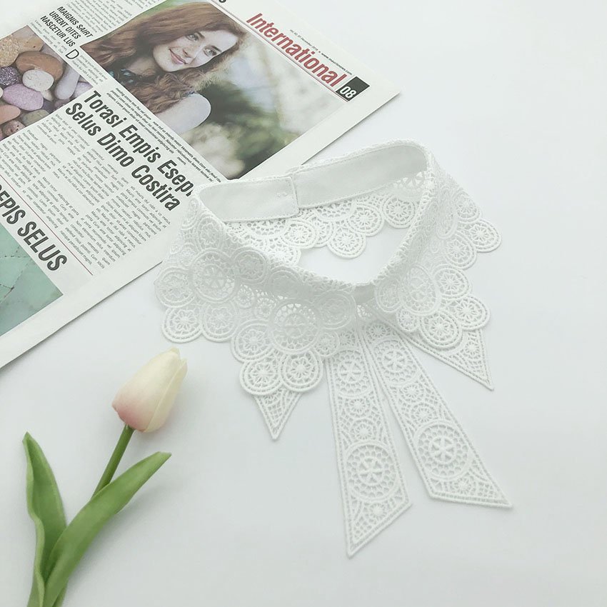 Low Moq in Stock Black White Ladies Neck Collar Clothing Accessories Woman Detachable Lace Collar Detachable Fake Collar