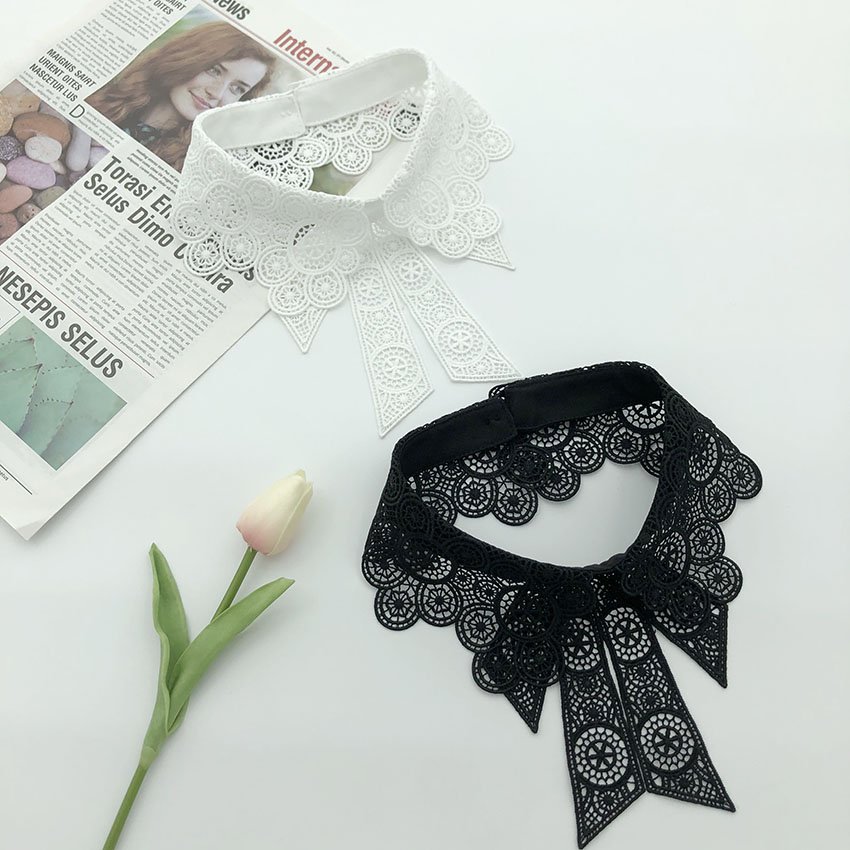 Low Moq in Stock Black White Ladies Neck Collar Clothing Accessories Woman Detachable Lace Collar Detachable Fake Collar