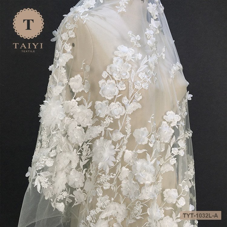 TAIYI Water Soluble Embroidery Beaded Bridal Lace