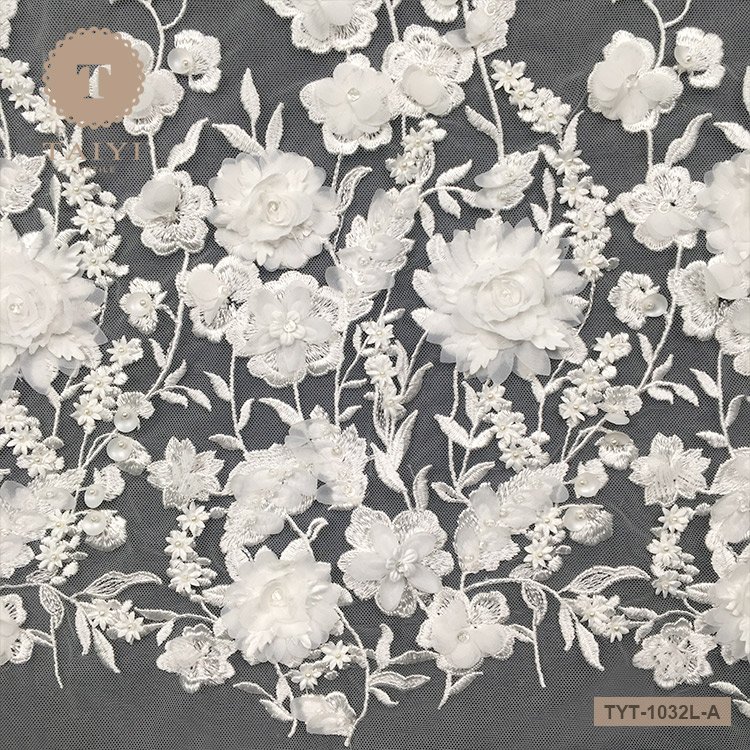 TAIYI Water Soluble Embroidery Beaded Bridal Lace