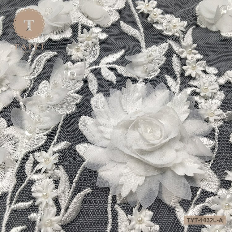 TAIYI Water Soluble Embroidery Beaded Bridal Lace
