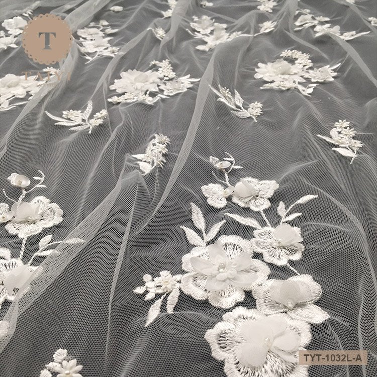 TAIYI Water Soluble Embroidery Beaded Bridal Lace