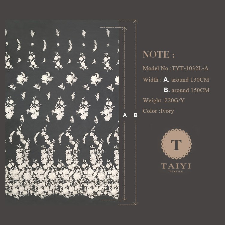 TAIYI Water Soluble Embroidery Beaded Bridal Lace