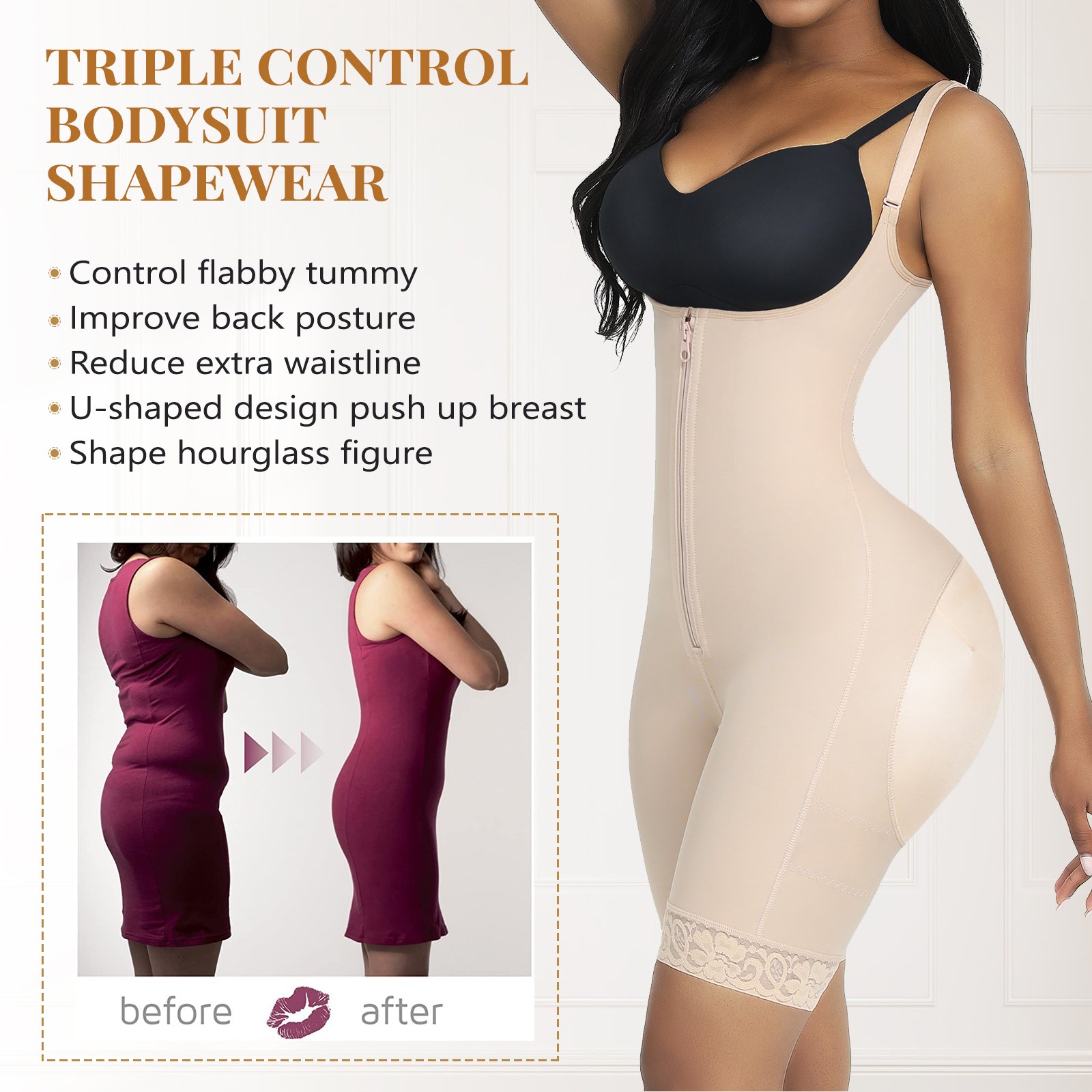 HEXIN New Listing Lace Enhancer Hip Tummy Control Weight Lose Plus Size Body Shaper Slimming