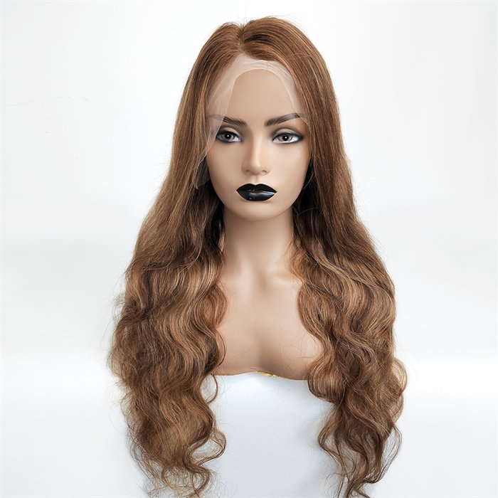 Wholesale Body Wave Highlight 1B Honey Brown Color Human Hair Lace Front Wig 4/27 Piano Wigs Virgin Brazilian Hair Highlight Wig