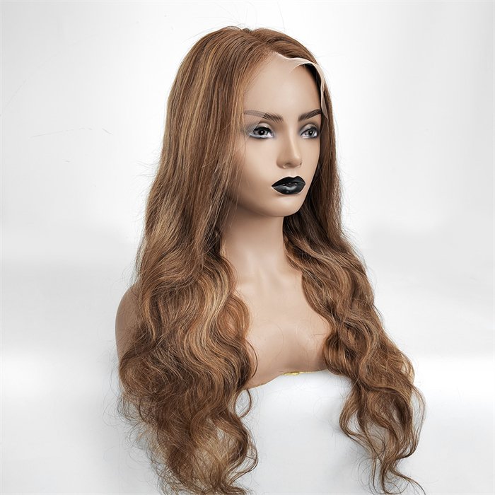 Wholesale Body Wave Highlight 1B Honey Brown Color Human Hair Lace Front Wig 4/27 Piano Wigs Virgin Brazilian Hair Highlight Wig