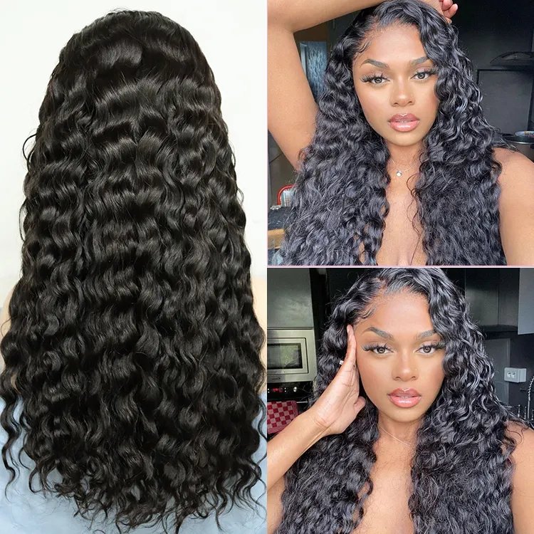 raw cambodian hair raw unprocessed human hair wigs vendors Urban Curly Natural Wave 13x4 hd human hair lace front wig