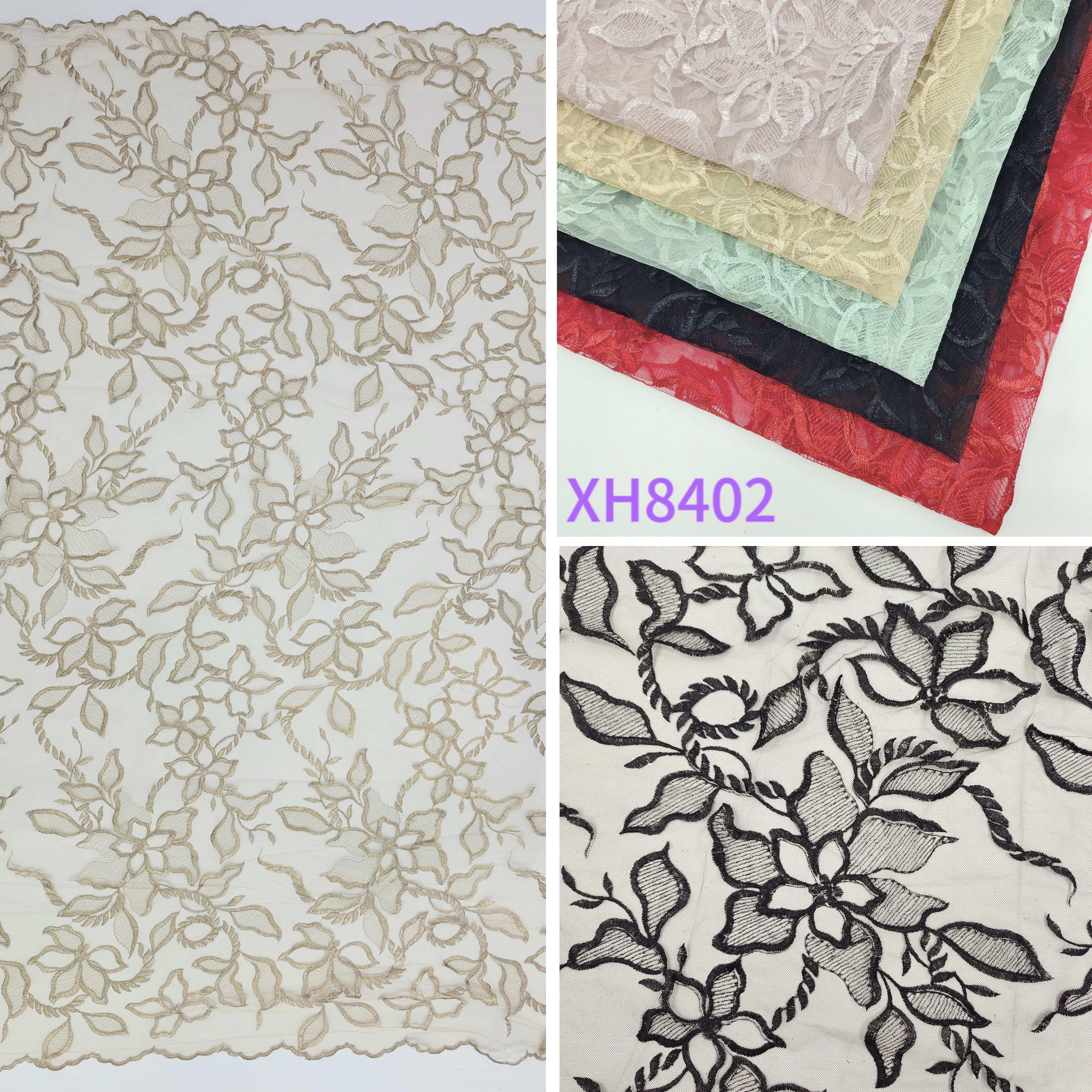 Mesh Rose French Fancy Lace Embroidery Tulle Lace Fabric net fabric for dress embroidery