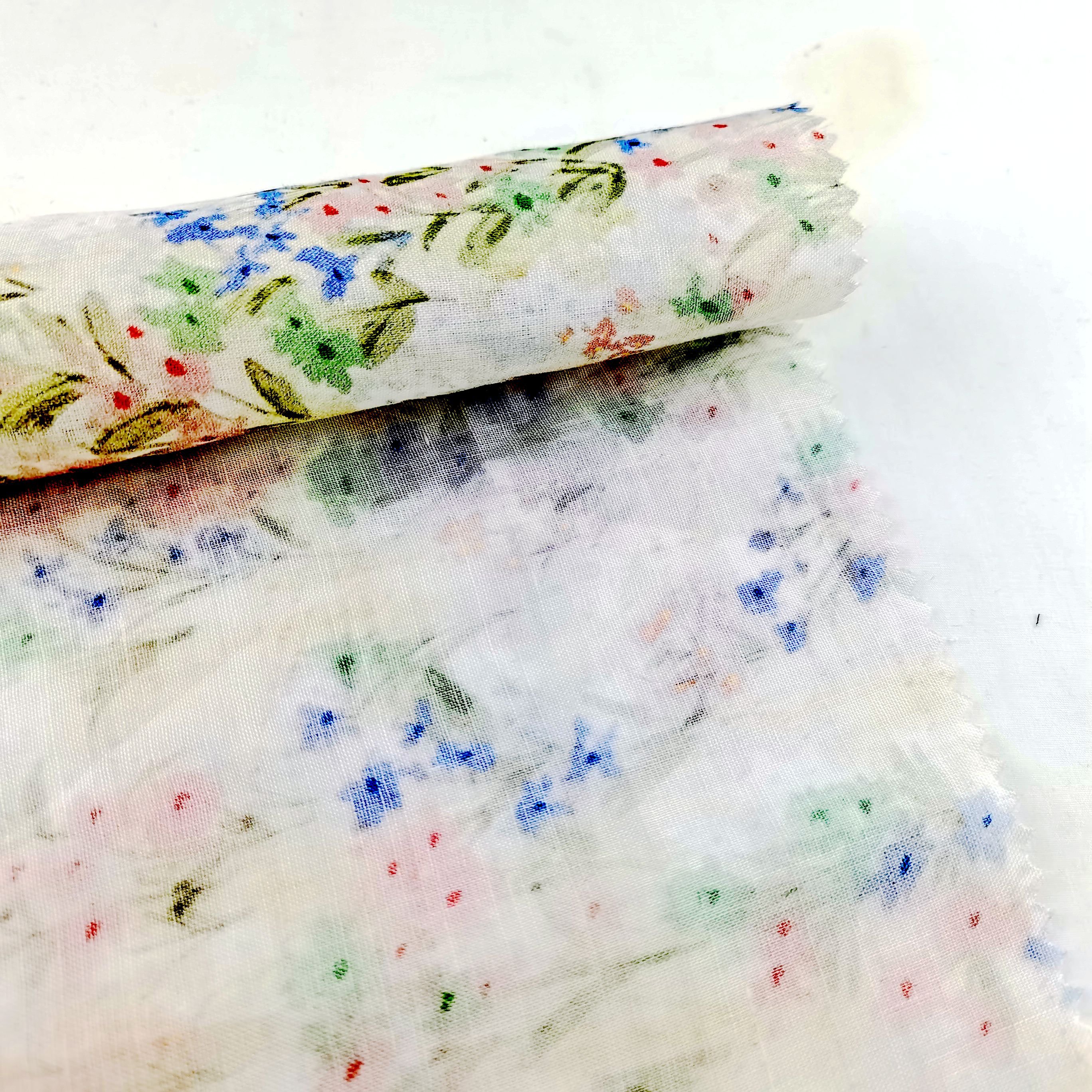 2024 OEM No MOQ 100% linen custom digital printed fabric breathable for lady's garment