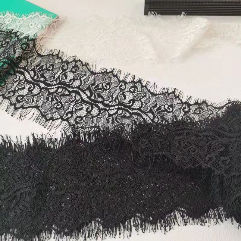 ZJ025 Factory Price Wide 11cm White Nylon Eyelash Lace Trim Elasticated Lace Nylon 100% Elastic Lace for Clothing