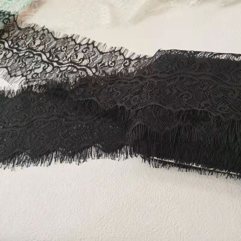 ZJ025 Factory Price Wide 11cm White Nylon Eyelash Lace Trim Elasticated Lace Nylon 100% Elastic Lace for Clothing