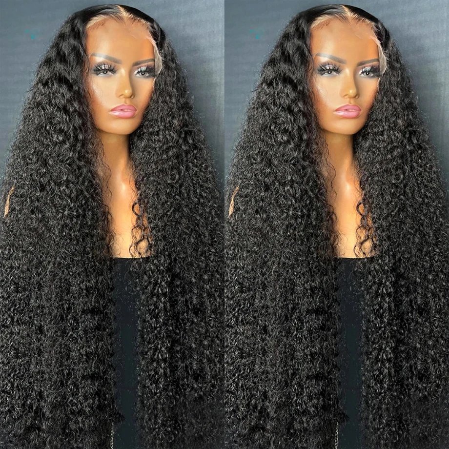 Wholesale Swiss Lace 180% Pre Plucked Afro Kinky Curly Wig Glueless Raw Virgin Indian Human Hair Wear And Go Lace Frontal Wigs