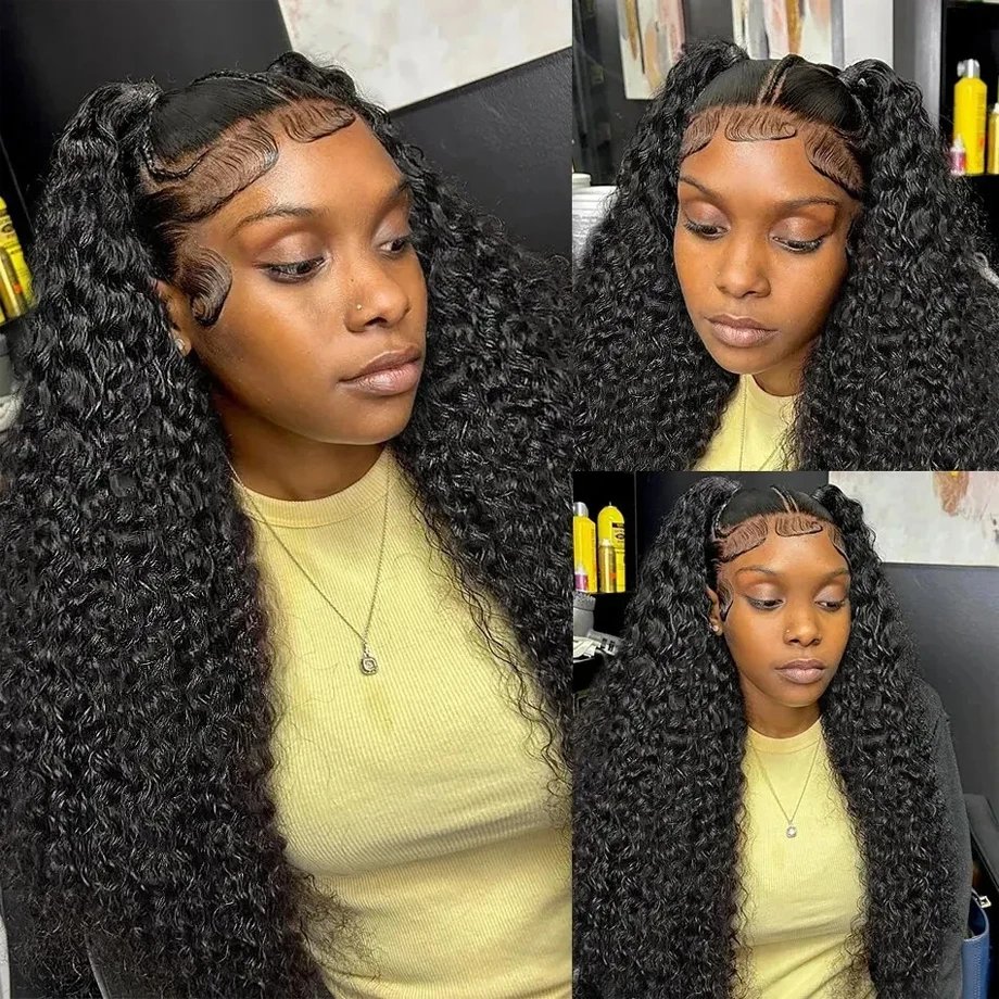 Wholesale Swiss Lace 180% Pre Plucked Afro Kinky Curly Wig Glueless Raw Virgin Indian Human Hair Wear And Go Lace Frontal Wigs