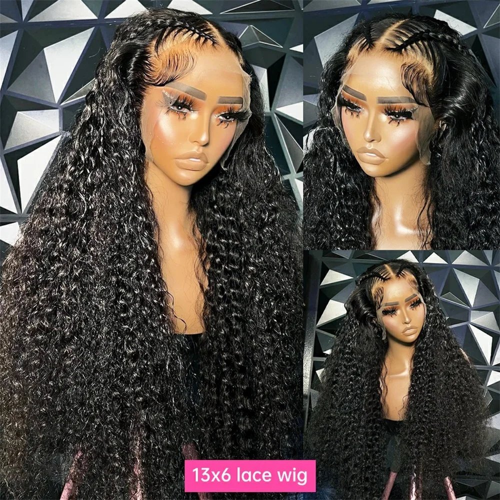 Wholesale Swiss Lace 180% Pre Plucked Afro Kinky Curly Wig Glueless Raw Virgin Indian Human Hair Wear And Go Lace Frontal Wigs