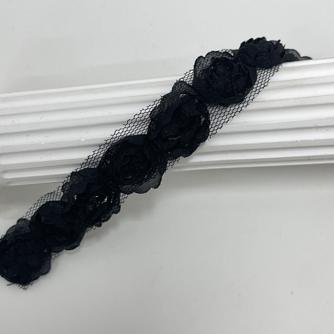 width 3 cm 2 cm black white chiffon frills ribbon flowers embroidery tulle lace trim For children skirt women's dress