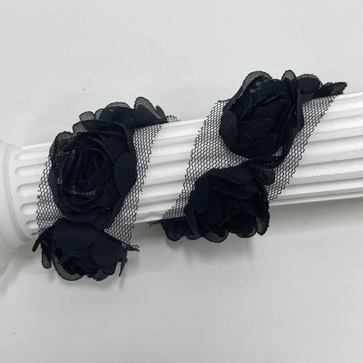 width 3 cm 2 cm black white chiffon frills ribbon flowers embroidery tulle lace trim For children skirt women's dress