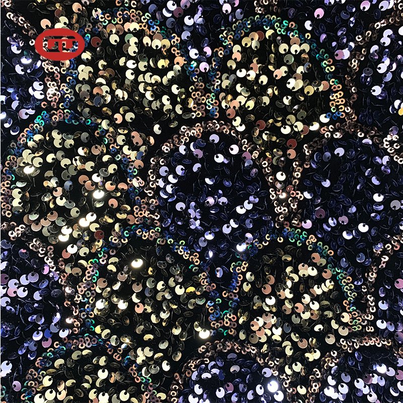 High quality luxury sequin glitter velvet lace embroidery fabric