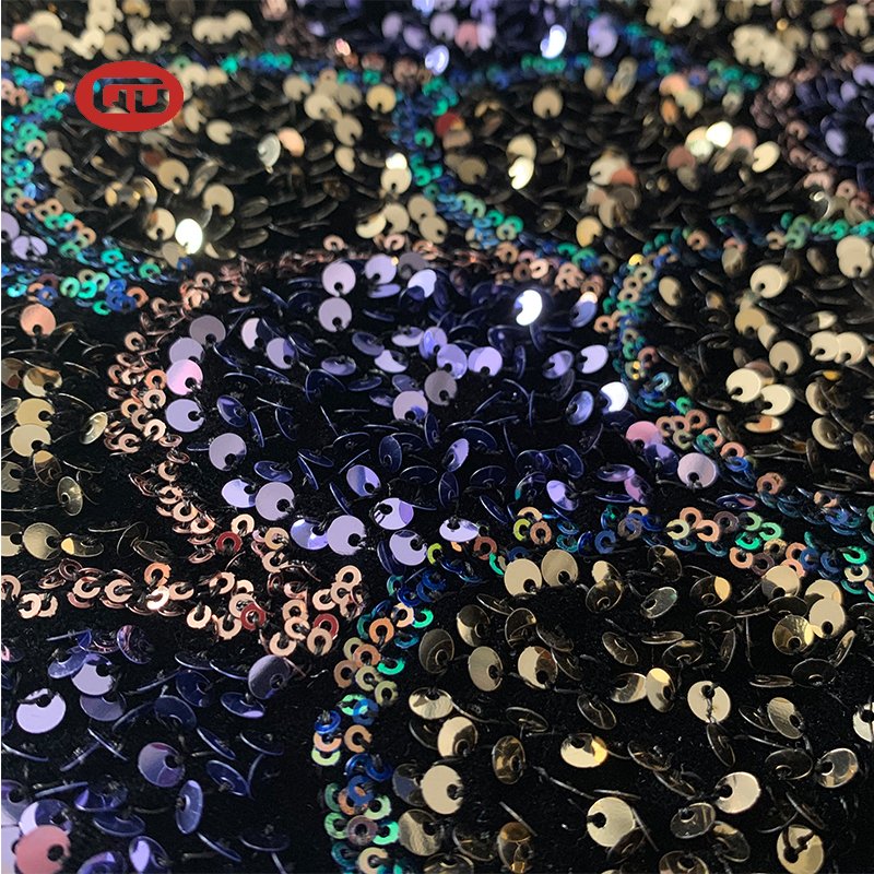 High quality luxury sequin glitter velvet lace embroidery fabric