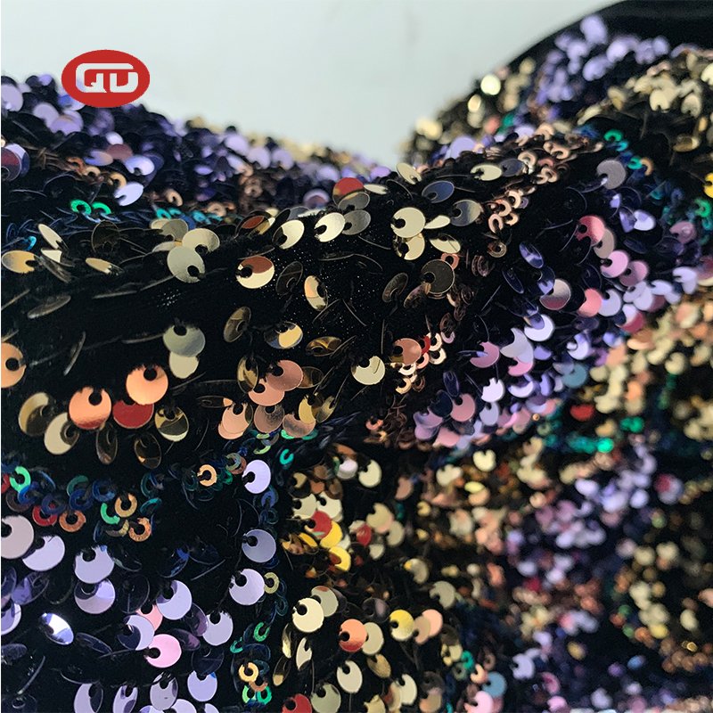 High quality luxury sequin glitter velvet lace embroidery fabric