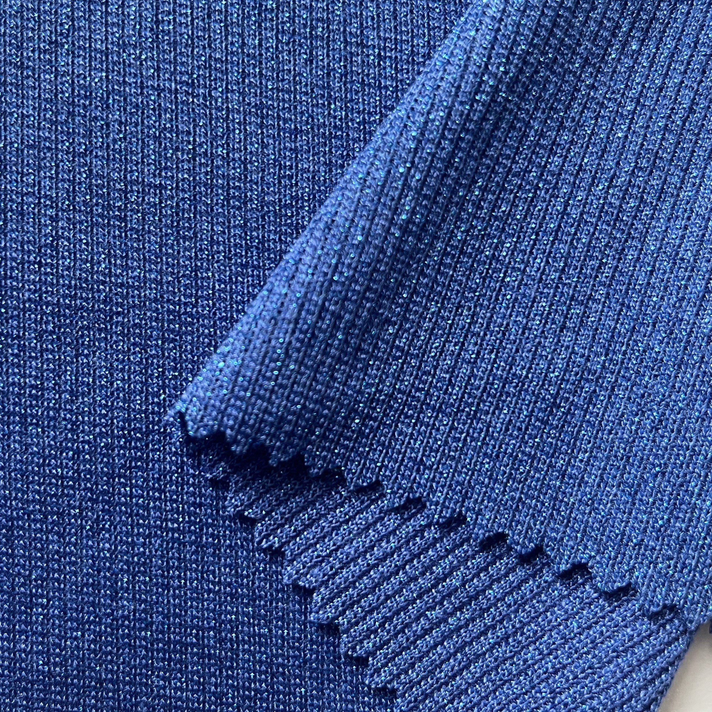 Perfect Quality Colorful Lurex Spandex Fabric Stretch Rib Rayon Metallic Rib Knit Gold/Silver Rib Yarn Dyed Pattern for Girls