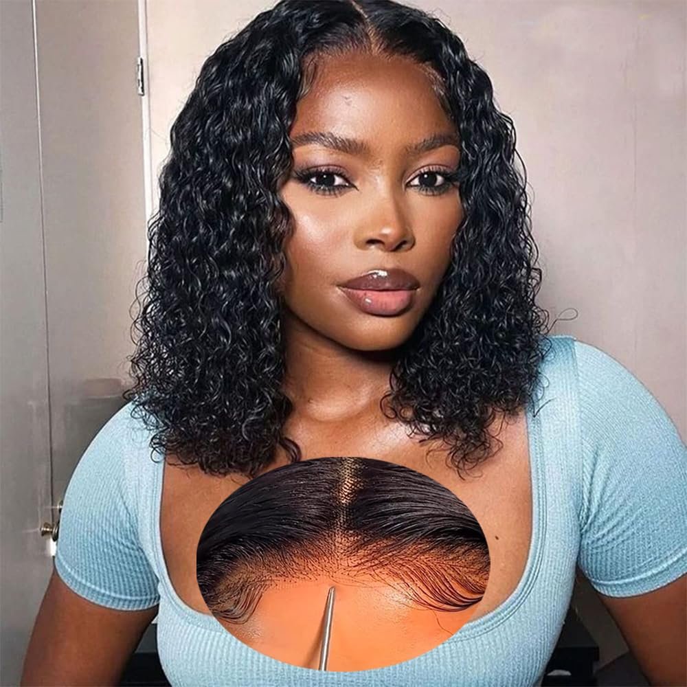 Perruque Pixie Cut Wig Human Hair Curly Bob Short Pixie Cut Lace Wig Bleached Knots Lace Frontal 13x4 Pixie Wig With Baby Hair