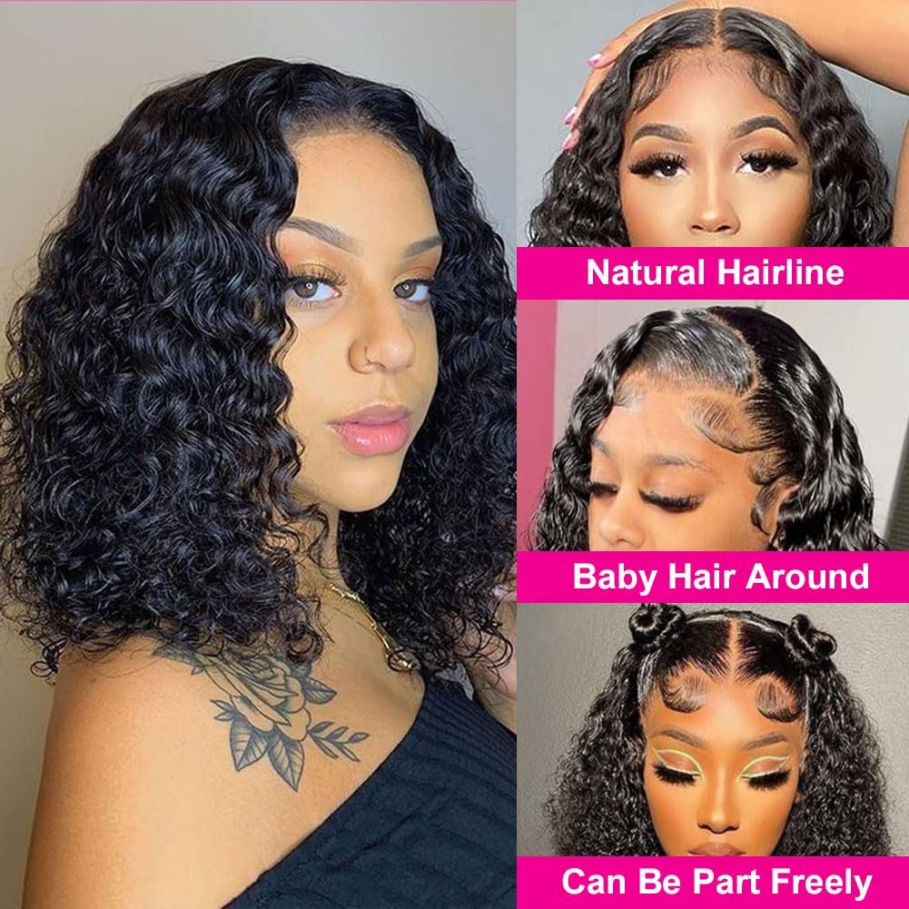 Perruque Pixie Cut Wig Human Hair Curly Bob Short Pixie Cut Lace Wig Bleached Knots Lace Frontal 13x4 Pixie Wig With Baby Hair