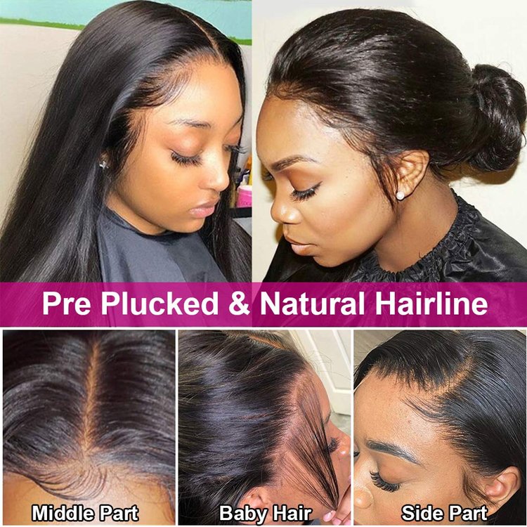 Double Drawn 13x4 Lace Wigs Virgin Brazilian Human Hair Lace Front Wigs 150% 180% Density Transparent Hd Lace Color Wigs