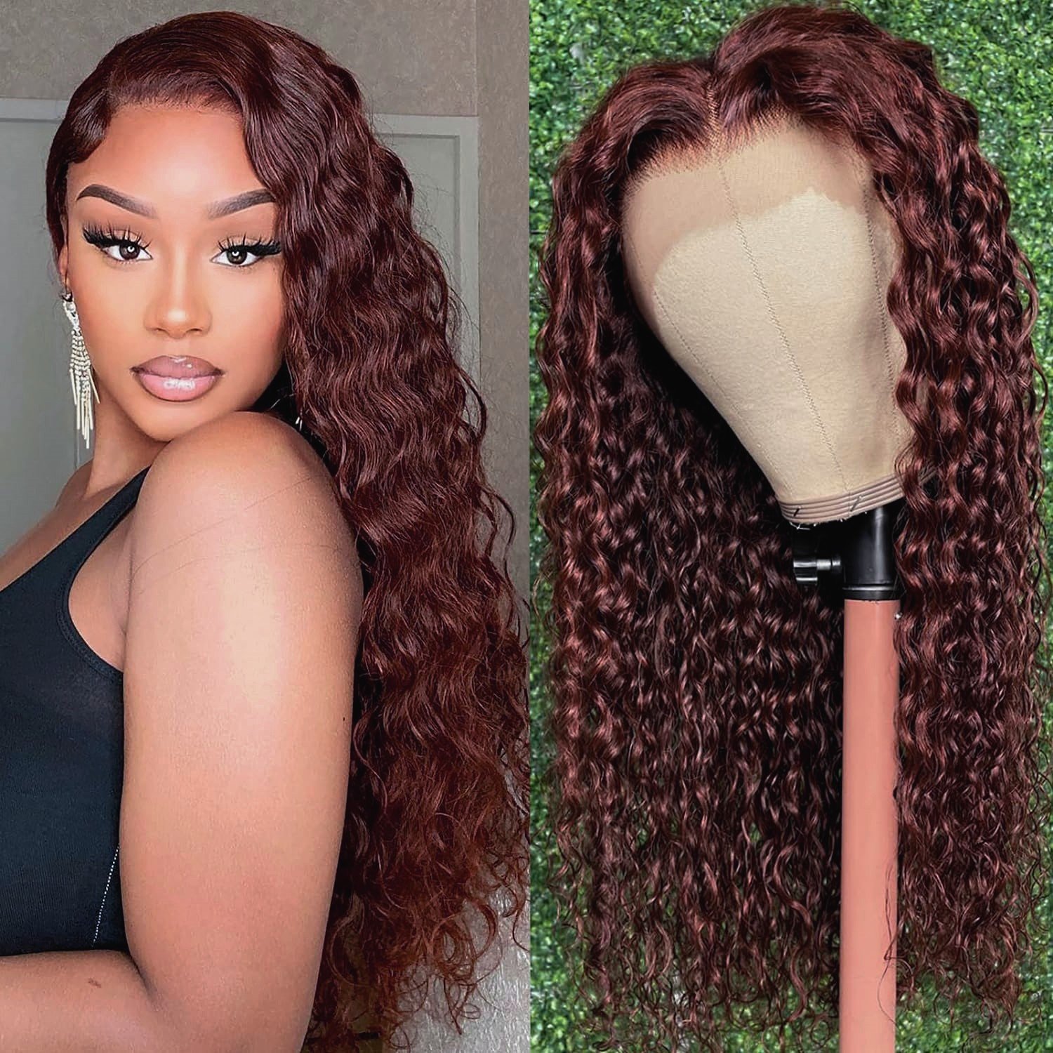 Reddish Brown Kinky Curly Human Hair 13X4 Lace Front Wigs For Women Copper Red Pre Plucked With Baby Hair Lace Closured Wig