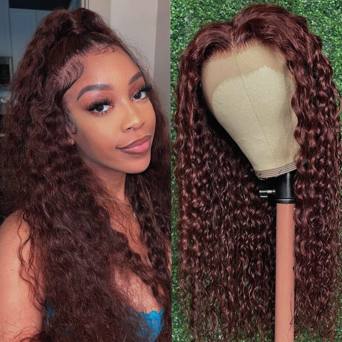 Reddish Brown Kinky Curly Human Hair 13X4 Lace Front Wigs For Women Copper Red Pre Plucked With Baby Hair Lace Closured Wig
