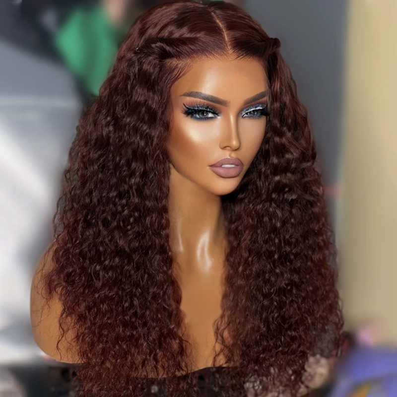 Reddish Brown Kinky Curly Human Hair 13X4 Lace Front Wigs For Women Copper Red Pre Plucked With Baby Hair Lace Closured Wig