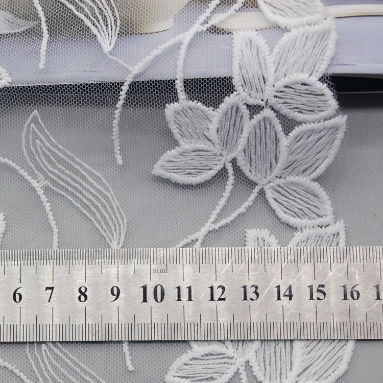 Factory Embroidery applique stretch Lace patches White swiss cotton Lace Fabric trim For Wedding Dress Home Textiles
