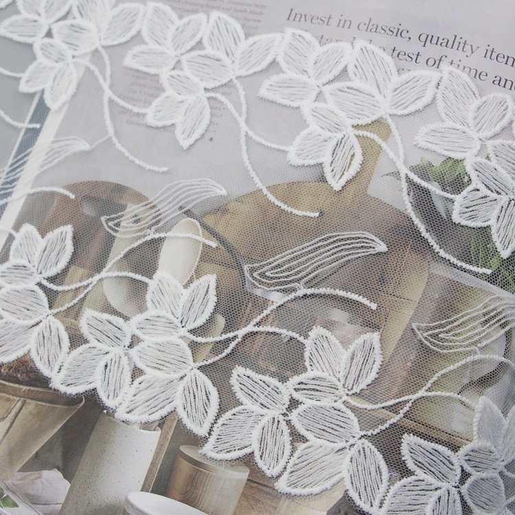 Factory Embroidery applique stretch Lace patches White swiss cotton Lace Fabric trim For Wedding Dress Home Textiles