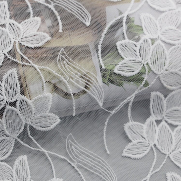 Factory Embroidery applique stretch Lace patches White swiss cotton Lace Fabric trim For Wedding Dress Home Textiles