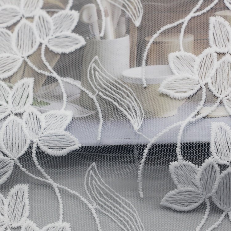 Factory Embroidery applique stretch Lace patches White swiss cotton Lace Fabric trim For Wedding Dress Home Textiles