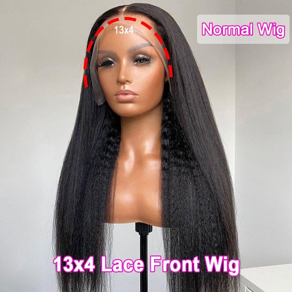 4C Kinky Edges Baby Hair Lace Wig Transparent 13x4 Kinky Straight Lace Front Wig Pre Plucked Yaki Brazilian 360 Lace Closure Wig