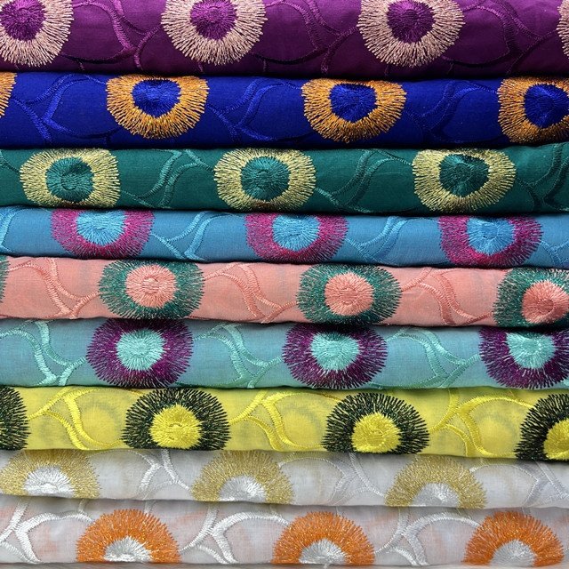 New cotton African lace Embroidery Heavy Cotton Big Swiss Voile Lace Fabric With Stones for wedding