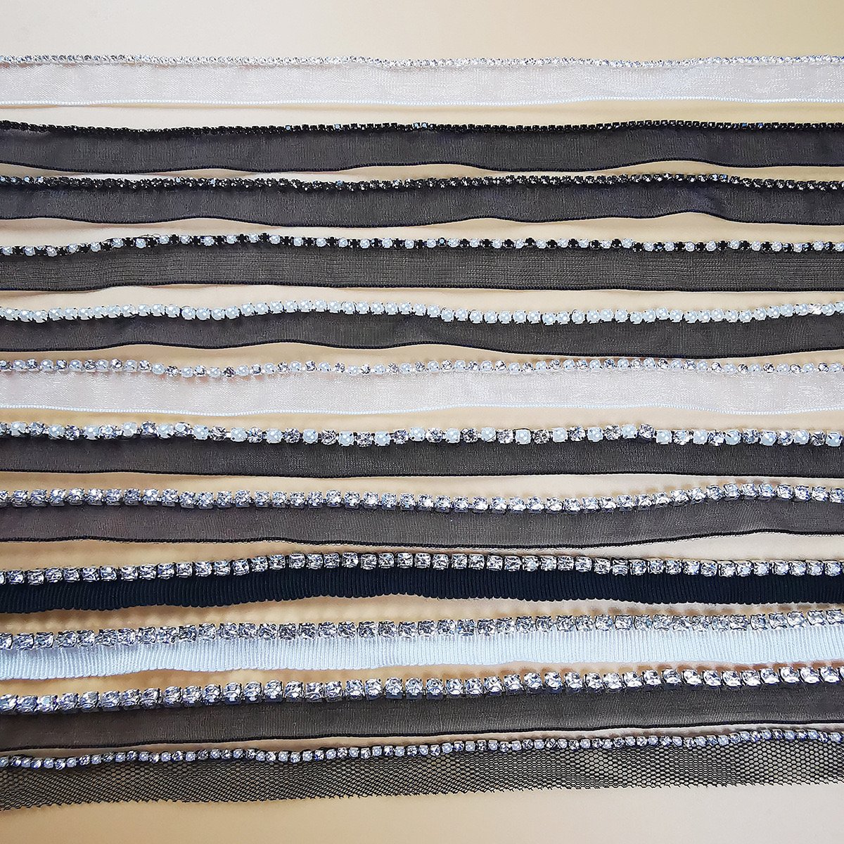FANCY organza webbing with rhinestones chain lace trims claw rhinestone beaded for headdress bags DIY clothing accessories