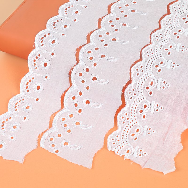 OCO Wholesale Custom Cotton embroidery eyelet lace women's decorative ribbon sewing accessories for clothing