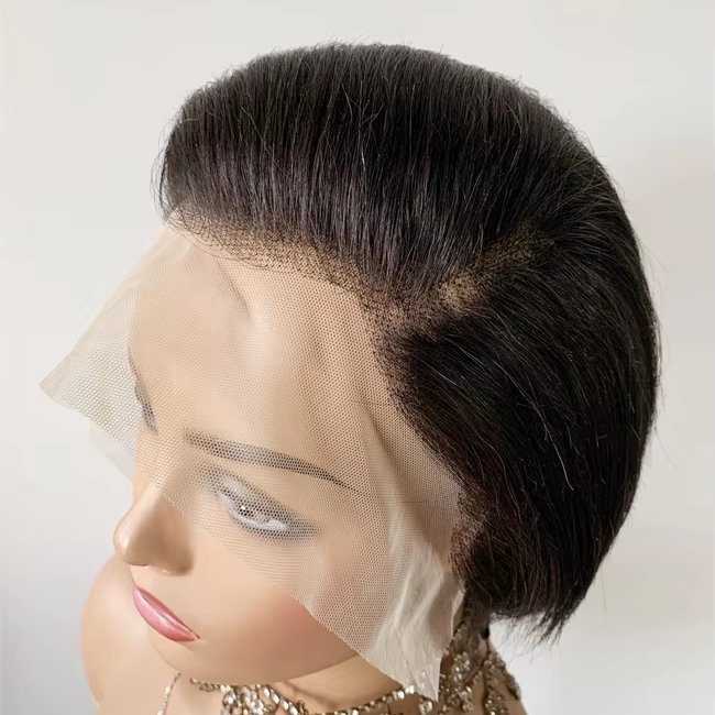 DX244 Short glueless wig pixie cut straight preplucked full lace brazilian remy 100% human hair piexie curly wigs beauty curl