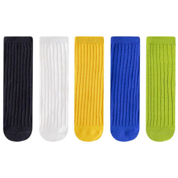 2024 Hot Sale Dressy Vertical Ribbed Cotton Comfortable Socks for Girls Mid Crew Colorful Rainbow Socks