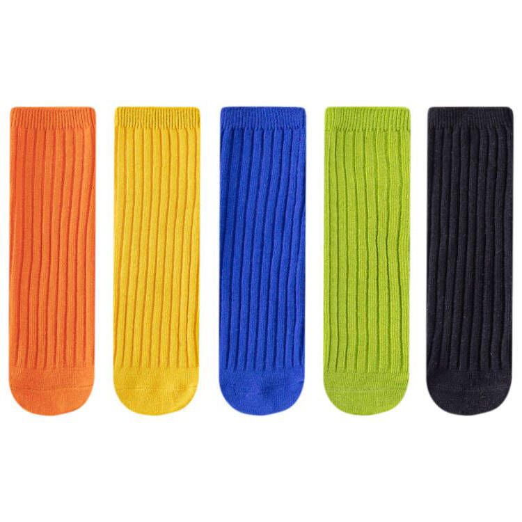 2024 Hot Sale Dressy Vertical Ribbed Cotton Comfortable Socks for Girls Mid Crew Colorful Rainbow Socks