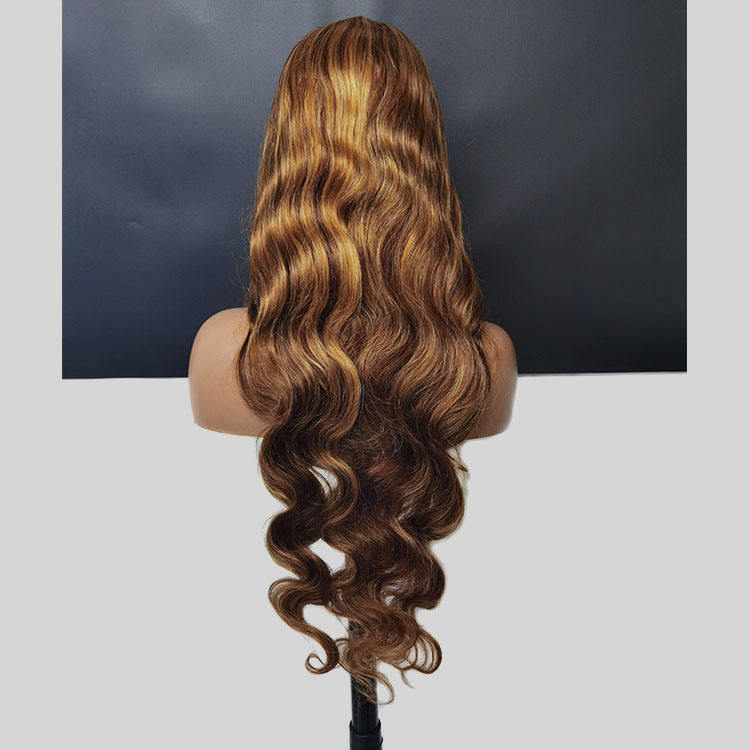 Unprocessed Raw Natural Lace Front Wig Wholesale Human Hair Brazilian Hair P4/27 HighLight Transparent Frontal Wigs 13x4