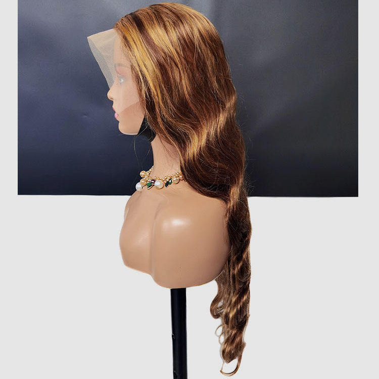 Unprocessed Raw Natural Lace Front Wig Wholesale Human Hair Brazilian Hair P4/27 HighLight Transparent Frontal Wigs 13x4