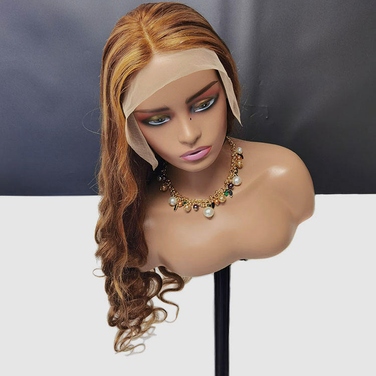 Unprocessed Raw Natural Lace Front Wig Wholesale Human Hair Brazilian Hair P4/27 HighLight Transparent Frontal Wigs 13x4