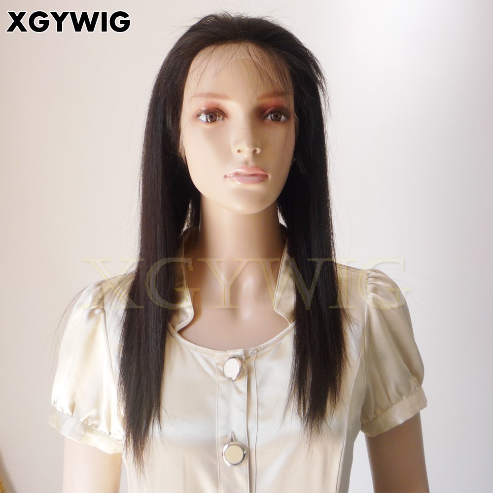 Stock 8"-30" cheap price 100% virgin Remy Indian Human Hair medium brown skin Coarse yaki glueless full lace wigs for black lady