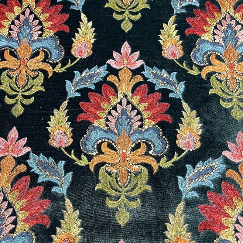 professional factory luxurious Moroccan style more designs for embroidered sofa velvet fabric
